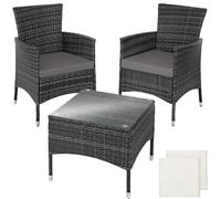 Tectake Garden Furniture Set Lucerne - 2 Armchairs, Coffee Table, Two Sets Of Cushion Covers - Grey