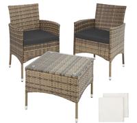 Tectake Garden Furniture Set Lucerne - 2 Armchairs, Coffee Table, Two Sets Of Cushion Covers - Nature