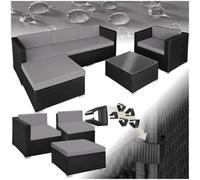Tectake Garden Furniture Set Milan - Outdoor Sofa Set With Armchair, Side Table And Stool - Black/grey