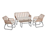 Tectake Garden Furniture Set Molfetta Xl - For 4 People, Water-Repellent, Weather-Safe - Nature