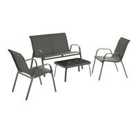 tectake Garden Furniture Set Nora in Black | Size: 4 Person TECTAKE Black 4 Person