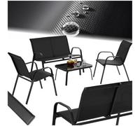 Tectake Garden Furniture Set Nora - Up To 4 People, Textilene Fabric, Weather-Resistant Set 1 (1 X Sofa / 1 X Table / 2 X Armchairs) - Bla