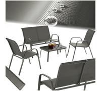 Tectake Garden Furniture Set Nora - Up To 4 People, Textilene Fabric, Weather-Resistant Set 1 (1 X Sofa / 1 X Table / 2 X Armchairs) - Ant