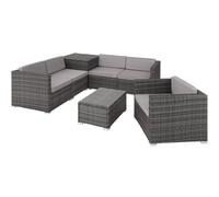 Tectake Garden Furniture Pisa - Sofa Set, Armchair, Coffee Table, Cushion Storage Box - Grey