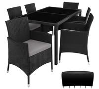 tectake Garden Furniture Set Porto in Black | Size: 6 Person TECTAKE Black 6 Person