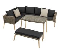 Rattan Garden Lounge Set Corner Sofa Bench Coffee Table with Cushions