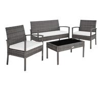 Garden Furniture Set | 2 chairs, 1 padded bench, 1 table outdoor patio rattan