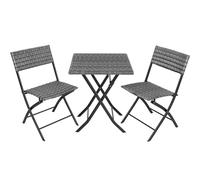 Tectake Garden Furniture Set Trevi - 2 Chairs, 1 Table, Bistro Set, Foldable - Grey