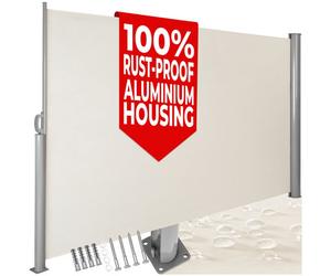 Tectake Garden Privacy Screen With Retractable Side Awning And Aluminium Casing 180 X 300 Cm - Beige