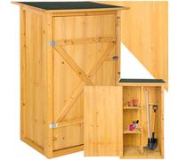 Tectake - Garden storage shed with a flat roof - small shed, tool shed, log shed - brown