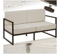 Tectake Garden Sofa Comosa - Two-Seater Sofa, Xxl Padding, Steel Frame - Brown/beige - 1