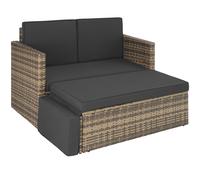 Rattan Garden Sofa Corfu 2 Seater 1 Stool - Nature