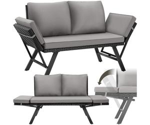Tectake Garden Sofa Sintra - Multi-Functional, Uv And Weather Resistant - Light Grey/black