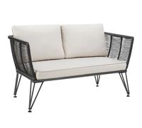 tectake Garden Sofa Sundo in Black | Size: 2 Seater TECTAKE Black 2 Seater