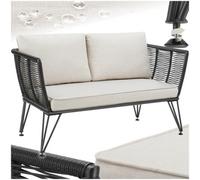 tectake Garden Sofa Sundo - polyrattan, 8 cm thick seat cushion, removable cushion covers, Grey