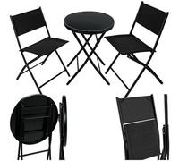 Tectake Garden Table And Chairs - 2 Person Bistro Set, Foldable, Weather-Resistant - Black - 1