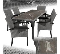 Tectake Garden Table And Chairs - Foggia Dining Table, 6 Rosarno Chairs - Grey