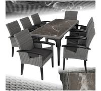 Tectake Garden Table And Chairs - Foggia Dining Table, 8 Rosarno Armchairs - Grey