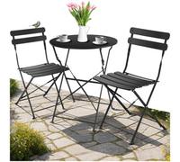 Tectake Garden Table And Chairs Frieda - 2 Seater, For Balconies, Patios & Terraces, Folding & Lightweight - Black - 1