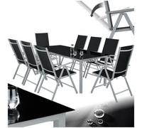 9 Piece Garden Furniture Set Table Folding Chairs 8 Seater Outdoor Dining Patio
