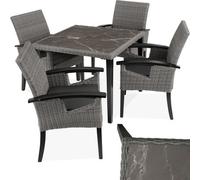 Tectake Garden Table And Chairs - Tarent Dining Table And 4 Rosarno Chairs - Grey