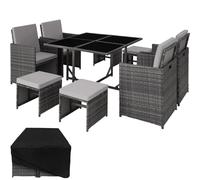 Bilbao Rattan Garden Furniture Set with Protective Cover - Grey