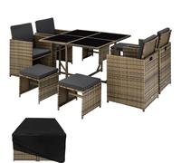 XL Rattan garden dining set | 8 seats, 1 table | Outdoor Patio Furniture Cube