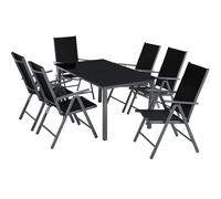 tectake Garden Table & Chairs Ercolano in Black | Size: 6 Person TECTAKE Black 6 Person