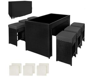 tectake Garden Table & Chairs Ibiza in Black | Size: 6 Person TECTAKE Black 6 Person