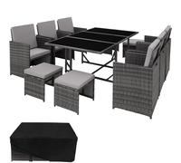 tectake Garden Table & Chairs Malaga in Grey | Size: 2XL TECTAKE Grey 2XL