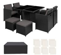 tectake Garden Table & Chairs Manhattan in Black | Size: XL TECTAKE Black XL