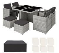 tectake Garden Table & Chairs Manhattan in Light Grey | Size: XL TECTAKE Light Grey XL