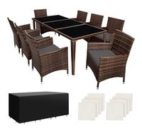 Garden Furniture Table Chairs Outdoor Dining Set Polyrattan Cushions Cover