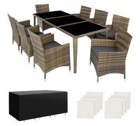 Garden Furniture Table Chairs Outdoor Dining Set Polyrattan Cushions Cover