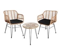 Tectake Rattan Furniture Set Molfetta (2 Chairs & 1 Table) - Nature