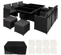 Tectake New York Rattan Garden Dining Set W/ Protective Cover, Black