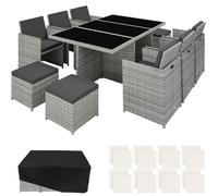 tectake Garden Table & Chairs New York in Light Grey | Size: 2XL TECTAKE Light Grey 2XL