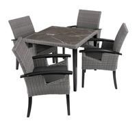 tectake Garden Table & Chairs - Tarent dining table & 4 Rosarno chairs in Grey | Size: 4 Person TECTAKE Grey 4 Person