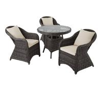 tectake Garden Table & Chairs Zurich in Grey | Size: 3 Seater TECTAKE Grey 3 Seater