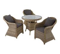 tectake Garden Table & Chairs Zurich in Natural | Size: 3 Seater TECTAKE Natural 3 Seater