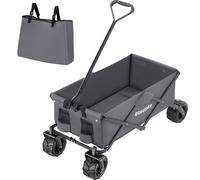 Tectake 80kg Foldable Garden Trolley with Two Pockets - Grey, Grey