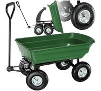 Tectake Garden Trolley With Pneumatic Tyres And Tiltable Bed (300Kg Load Capacity) Green