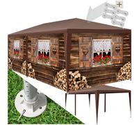 Tectake Gazebo Alpine - Removable Side Panels, Plug-In Assembly 600 X 300 X 250 Cm - Brown
