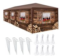tectake Gazebo Alpine - removable side panels, plug-in assembly in Brown | Size: 2XL TECTAKE Brown 2XL