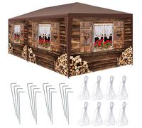tectake Gazebo Alpine - removable side panels, plug-in assembly, Brown