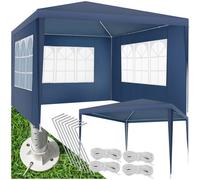 Tectake Gazebo Barinas With 3 Side Panels, Water-Resistant, 3X3M 300 X 300 X 250 Cm - Blue