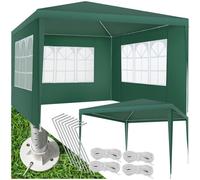 Tectake Gazebo Barinas With 3 Side Panels, Water-Resistant, 3X3M 300 X 300 X 250 Cm - Green