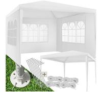 Tectake Gazebo Barinas With 3 Side Panels, Water-Resistant, 3X3M 300 X 300 X 250 Cm - White