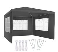 tectake Gazebo Barinas with 3 side panels, water-resistant, 3x3m in Grey | Size: Large TECTAKE Grey Large