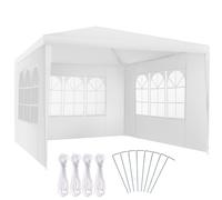 tectake Gazebo Barinas with 3 side panels, water-resistant, 3x3m in White | Size: Large TECTAKE White Large